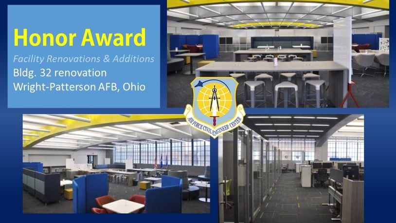 2020 Design Honor Award winner in the Facility Renovations and Additions category is Bldg. 32 renovation at Wright-Patterson Air Force Base. U.S. AIR FORCE GRAPHIC