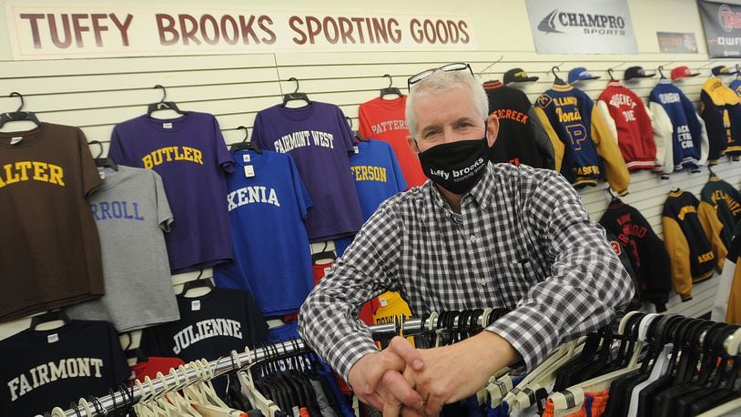 John Napier, co-owner of Tuffy Brooks Sporting Goods said he is thankful the store received a CARES Act small business grant to help continue operations through the pandemic. MARSHALL GORBY/STAFF