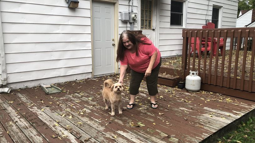 Last week, Sandy DeHaven’s 8-year-old dog Butterscotch got blasted by a skunk while in the backyard of her home in Eastern Hills. This was the second time Butterscotch has been sprayed by a skunk in the last year. CORNELIUS FROLIK / STAFF