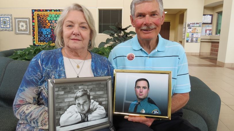 Paula and John Kalaman’s son, Centerville Police Officer John P. Kalaman, was killed in 1998 while as he and other first responders were working at an accident on I-675. CONTRIBUTED / COMMUNITY BLOOD CENTER