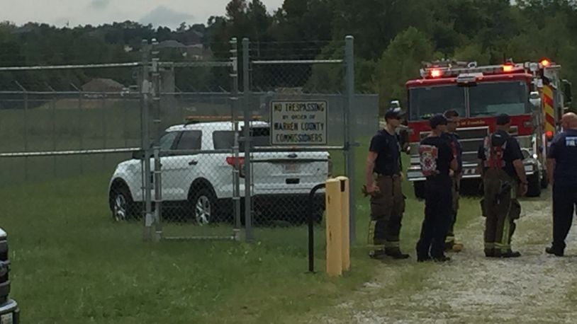 Emergency crews at the Warren County Water Department’s wellfield on Franklin Trenton Road.