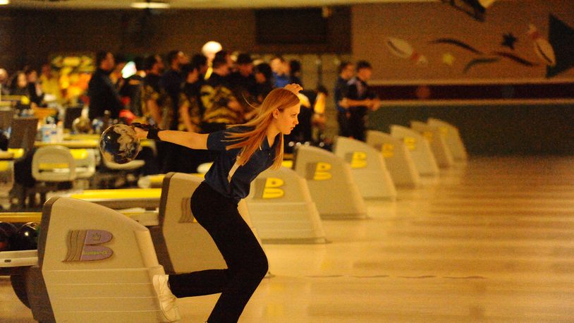 Xenia’s Gillian Miller helped the Buccaneers win the Baker Bash at Beaver-Vu Bowl on Monday. Greg Billing/CONTRIBUTED