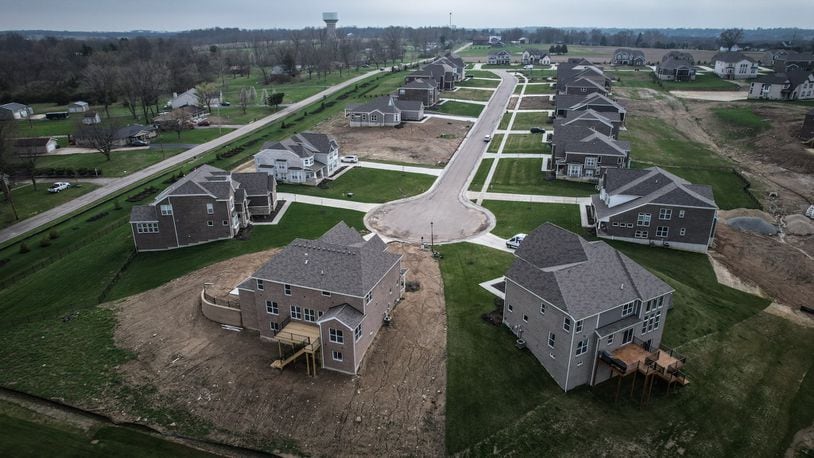 This is an aerial of a housing development in Warren County between Red lyon and Springboro on Ohio 74. Warren County more than doubled in population from 1990-2020. JIM NOELKER/STAFF