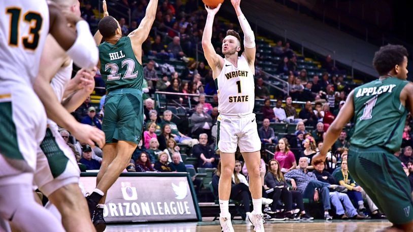 Wright State’s Bill Wampler takes a shot during Thursday night’s game vs. Cleveland State. Joseph Craven/CONTRIBUTED