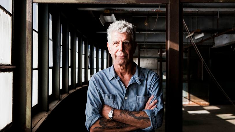 FILE— Anthony Bourdain on Pier 57, where he was planning to open Bourdain Market, in New York, Sept. 20, 2015. Bourdain, a travel host whose memoir Kitchen Confidential about the dark corners of New Yorks restaurants started a career in television, died on June 8, 2018. He was 61. (Alex Welsh/The New York Times)