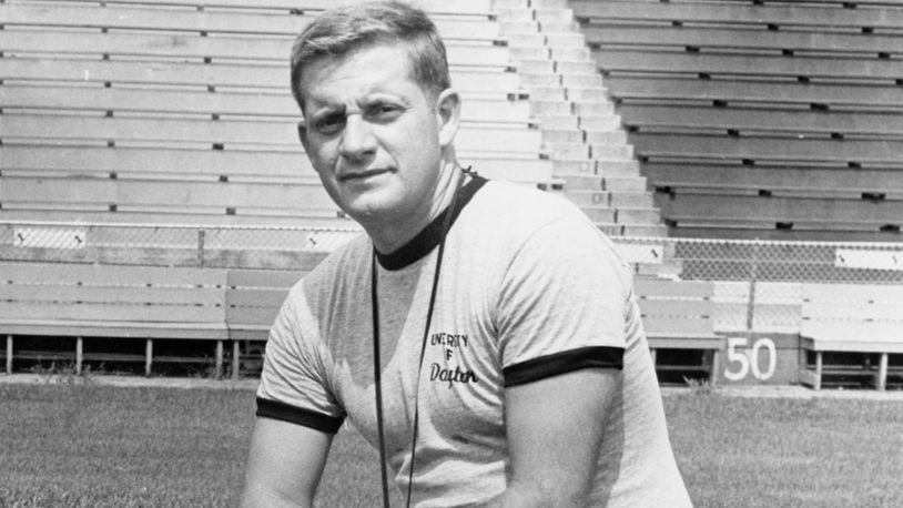 John McVay during his days as the head coach of the University of Dayton football team. Later in his career as a member of the San Francisco 49ers front office, McVay, the grandfather of Rams' coach Sean McVay, collaborated with coach Bill Walsh on five Super Bowl-winning teams. University of Dayton photo