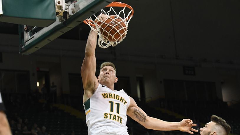 Wright State center Loudon Love throws down a dunk during a game vs. Oakland on Feb. 7, 2019, at the Nutter Center. Keith Cole/CONTRIBUTED