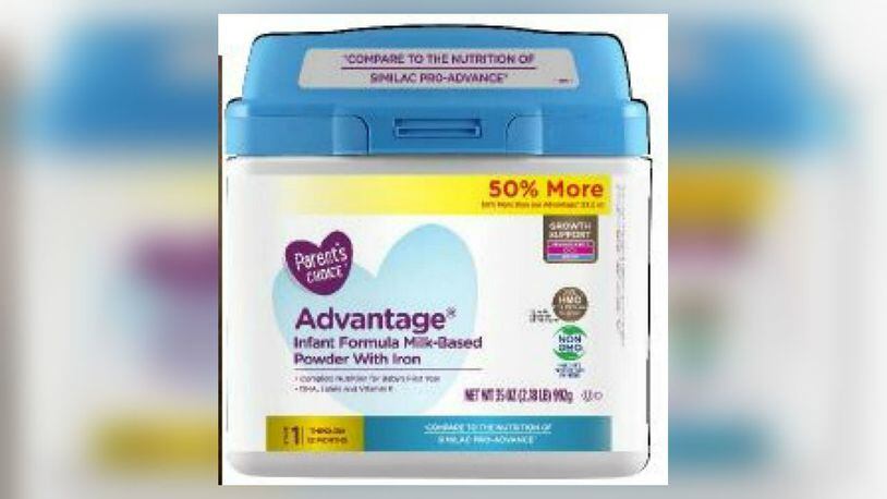 Perrigo Company is recalling its 35-ounce packages of Parent’s Choice Advantage Infant Formula Milk-Based Powder with Iron only sold at Walmart. (Photo: Food and Drug Administration)