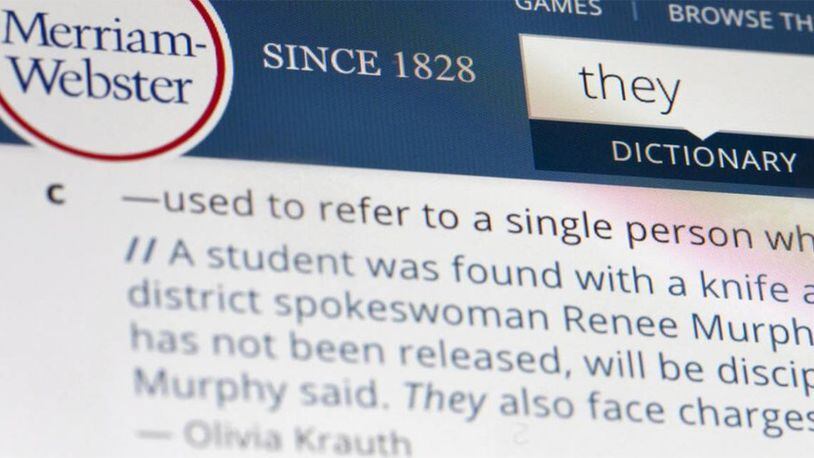Officials at Merriam-Webster said searches for the word "they" rose 313% in the past year.