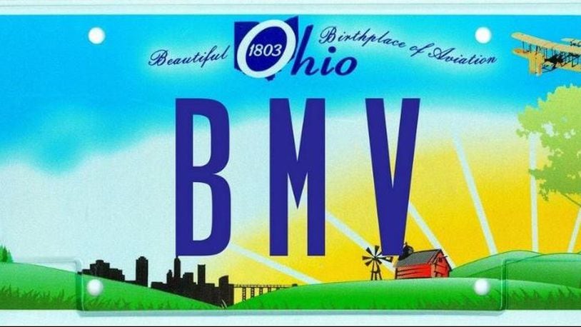 A license plate example from the Ohio Bureau of Motor Vehicles. CONTRIBUTED