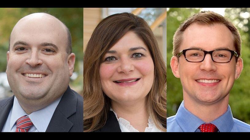 Democrats from left, Russ Joseph, Ryan Taylor and Zach Dickerson all interviewed with a party screening committee seeking to fill an unexpired Montgomery County treasurer’s term. Joseph was selected. SUBMITTED