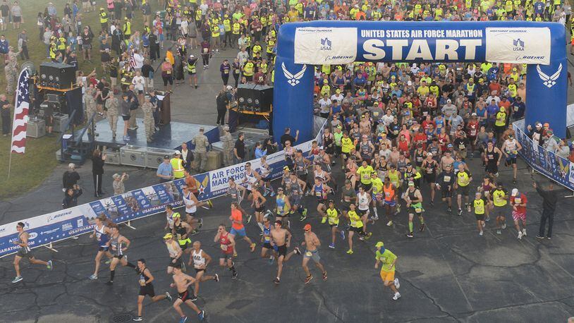 The 22nd running of the Air Force Marathon will take place Sept. 15 at Wright-Patterson Air Force Base with thousands of runners from around the world are scheduled to participate in the event. (U.S. Air Force photos/graphics)
