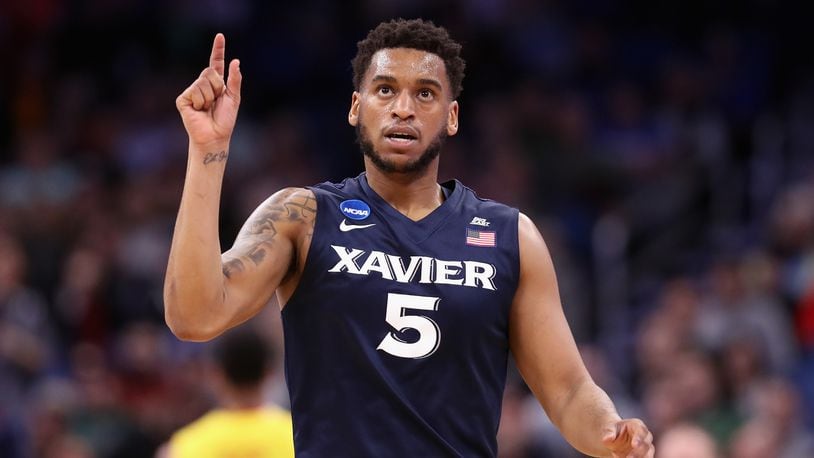 ORLANDO, FL - MARCH 16: Trevon Bluiett #5 of the Xavier Musketeers reacts in the second half against the Maryland Terrapins during the first round of the 2017 NCAA Men’s Basketball Tournament at Amway Center on March 16, 2017 in Orlando, Florida. (Photo by Rob Carr/Getty Images)