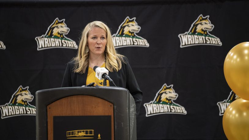 Kari Hoffman was introduced as the new women's basketball coach at Wright State on Friday, May 21, 2021. Erin Pence/Wright State Athletics