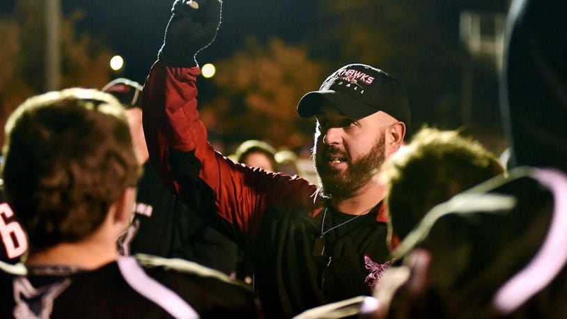 Mississinawa Valley coach Steve Trobridge has led the BlackHawks into the 2019 high school football playoffs. DALE BARGER / DAILY ADVOCATE