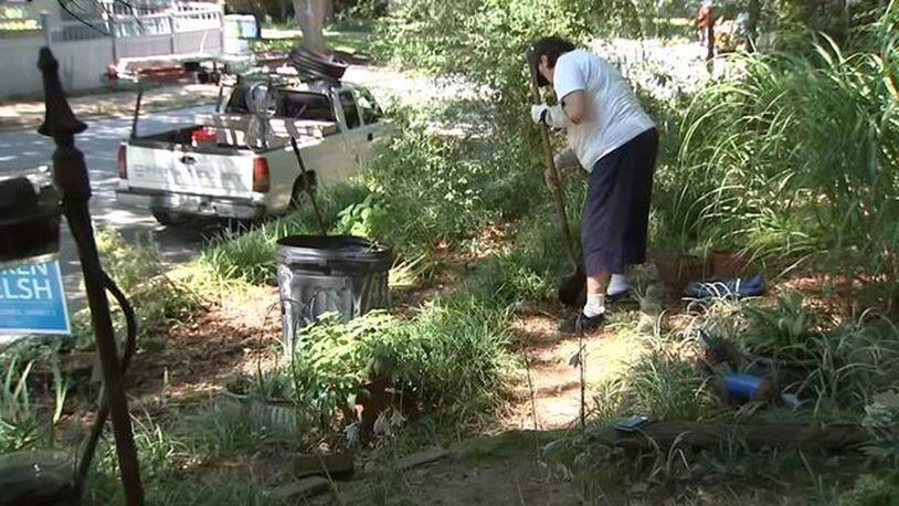 Atlanta City Code Enforcement told Lexa King that her flowers are overgrown. (Photo via WSB-TV)