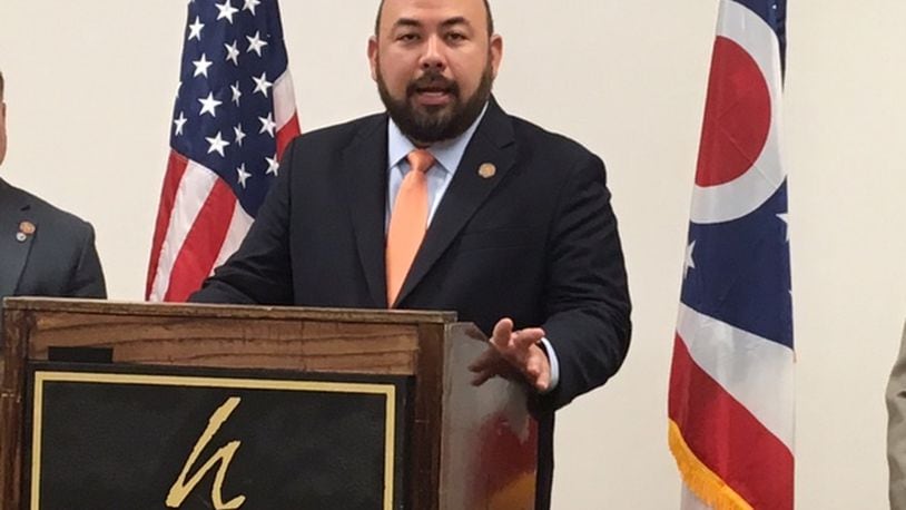 House Speaker Cliff Rosenberger spoke at a press conference Friday at the Hope Hotel and Conference Center at Wright-Patterson Air Force Base. BARRIE BARBER/STAFF