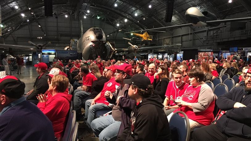 Fans at Reds caravan stop at Air Force Museum on Jan. 27, 2018. MIKE HARTSOCK / WHIO-TV