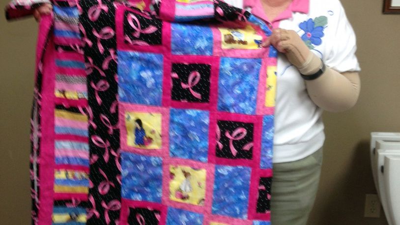 Mary Lou Mohlman has made a quilt for PALS for life for the past seven years and donated each to be raffled off for the annual fundraiser. Mohlman is dedicated to making quilts and pillows each year despite her struggles with ongoing cancer treatments. CONTRIBUTED