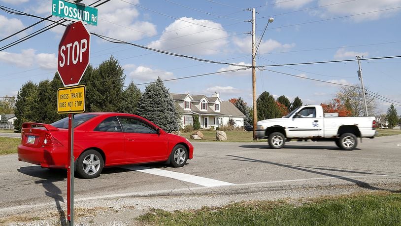 Clark County Commissioners agreed to spend $40,000 from the general fund to install flashing lights at intersections near three high school including the intersections of Possum Road and Selma Pike, near Shawnee High School. Bill Lackey/Staff