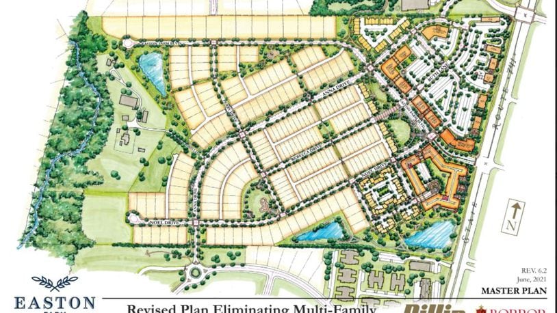 This is the current plan for the proposed $265 million Easton Farm multi-use development on Ohio 741. A meeting of an ad hoc committee composed of residents, city officials and members of Springboro Residents United to discuss possible compromise with an alternative plan that was scheduled for Sept. 30 was cancelled after the developer and the property owner declined to attend. Springboro City Council is expected to discuss the proposed development at its Oct. 7 meeting and may take a vote at that time. CONTRIBUTED/CITY OF SPRINGBORO