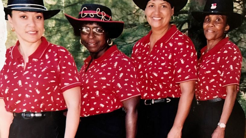Inez Nunley (far right) and her Madden Women s team are pictured after winning the Dayton Public Schools Golf Scholarship Classic at Meadowbrook in 2002. Her teammates from left are Donice Gatliff, Betty Jackson and Ethel Harris. CONTRIBUTED