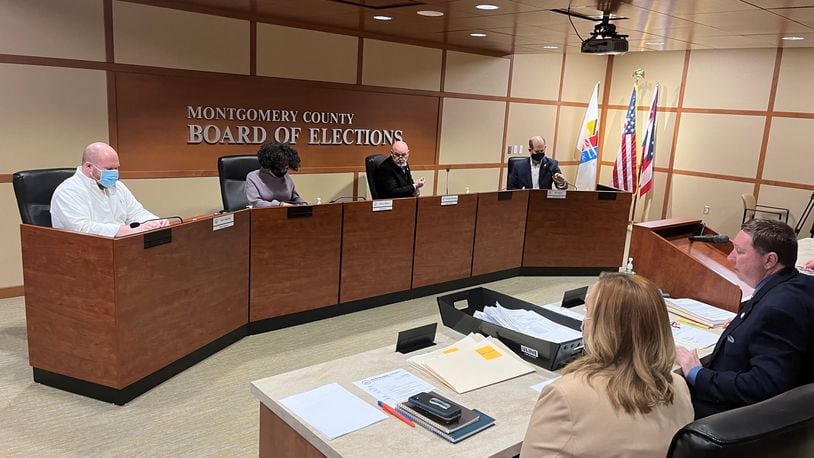 Montgomery County Board of Elections at its Monday meeting. CORNELIUS FROLIK / STAFF