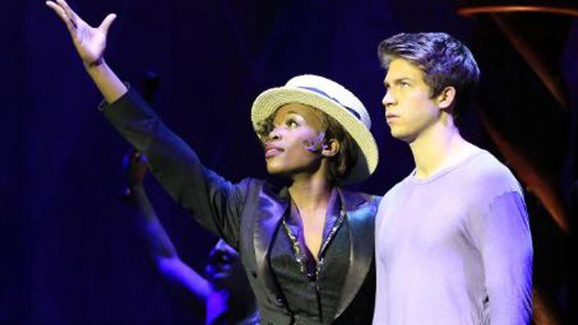 In “Pippin,” Housso Semon (center) plays the role named Leading Player, pictured here with Pippin, played by Naysh Fox. CONTRIBUTED
