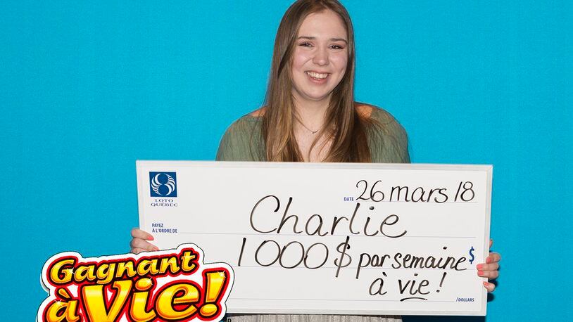 Charlie Lagarde won $1,000 a week for life scratching off her first lotto ticket. (Photo: Quebec Lottery)