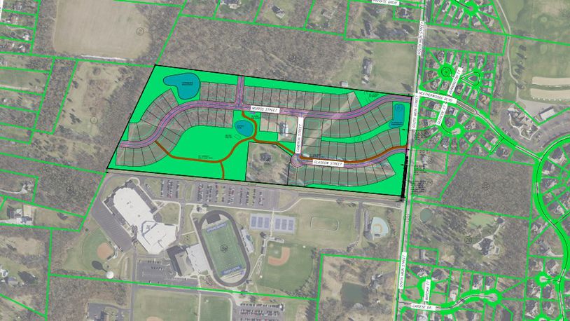 This is a rendering of the new Northampton subdivision which will be located off Ohio 741. The subdivision will have 75 new homes and will be north of the Springboro Junior High School campus and district's athletic facilities. CONTRIBUTED/CITY OF SPRINGBORO