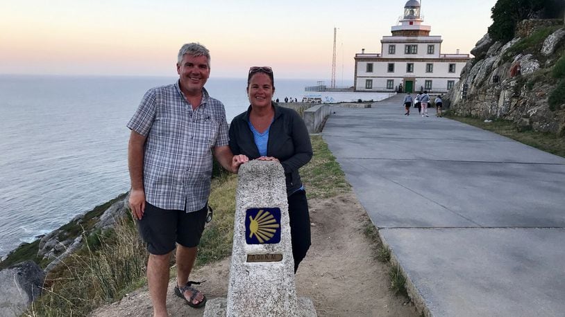 After following markers, like the one pictured, for more than 800 km, Brian and Michelle arrive at marker 0 in Finisterre, the “end of the earth.” CONTRIBUTED