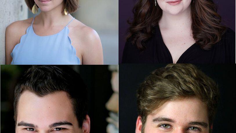 (top from left) Soprano Olivia Yokers, mezzo-soprano Noragh Devlin, (bottom from left) tenor Michael Anderson and bass-baritone Alexander Harper are the Dayton Opera Artists-in Residence joining the DPO for Bernstein Songfest Jan. 28 at the Dayton Art Institute. CONTRIBUTED