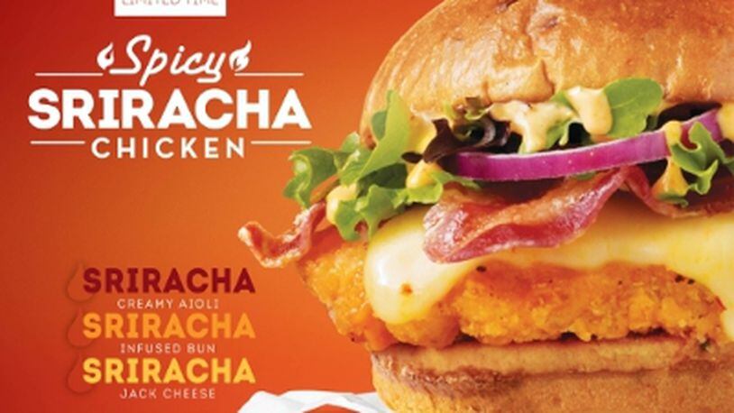 The fast-casual restaurant has debuted its “Spicy Sriracha Chicken Sandwich” and new bacon sriracha fries. PROVIDED