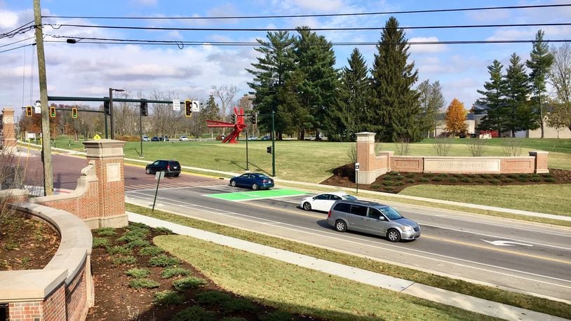 Miami University’s main Oxford campus now sports two new traffic and pedestrian gateways marking borders of its school grounds at the Butler County school.