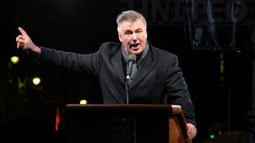 NEW YORK, NY - JANUARY 19: Alec Baldwin speaks onstage during the We Stand United NYC Rally outside Trump International Hotel & Tower on January 19, 2017 in New York City. (Photo by D Dipasupil/Getty Images)