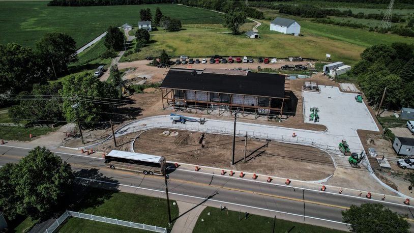 In this August 2023 photo, the Great Council State Park Interpretive Center on U.S. 68 in Xenia Twp. is taking shape. The area of Ohio's 76th State Park had a population of around 1,000 Shawnee people between 1777 and 1780. The site also is near the birthplace of Tecumseh, the 18th century Shawnee chief, warrior and orator. JIM NOELKER/STAFF