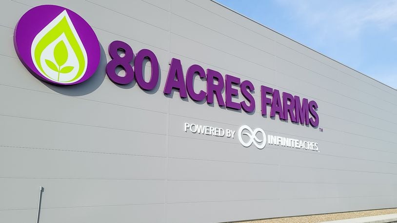 The new 80 Acres Farms, powered by Infinite Acres, held a ribbon cutting Wednesday, January 13, 2021 in Hamilton. The new $30-million-plus, 62,000-square-foot vertical farming building will be able to ”grow more than 10-million healthy servings of fresh food each and every year," according to 80 Acres Farms CEO and co-founder Mike Zelkind. NICK GRAHAM / STAFF