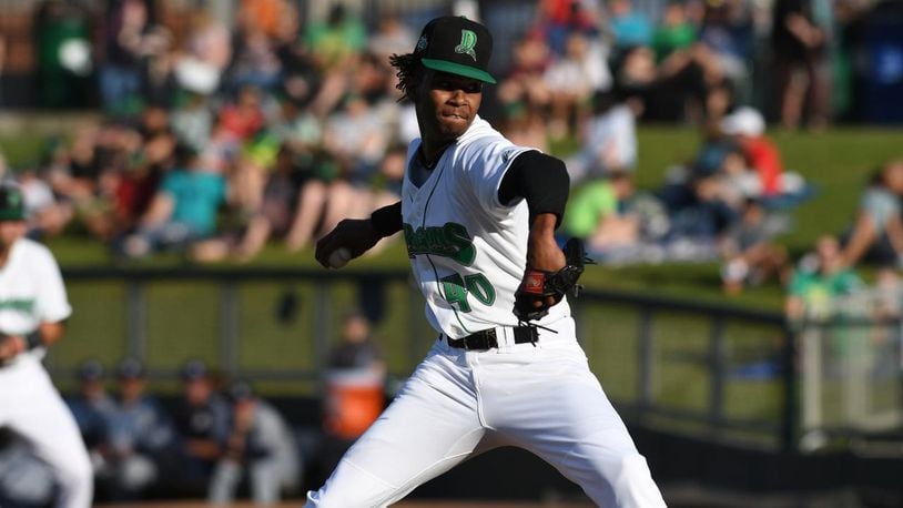 Dragons starting pitcher Jhon DeJesus lasted two innings and took the loss in a 5-1 defeat to the visiting Bowling Green Hot Rods at Fifth Third Field on Friday, Aug. 2, 2019. DRAGONS CONTRIBUTED PHOTO