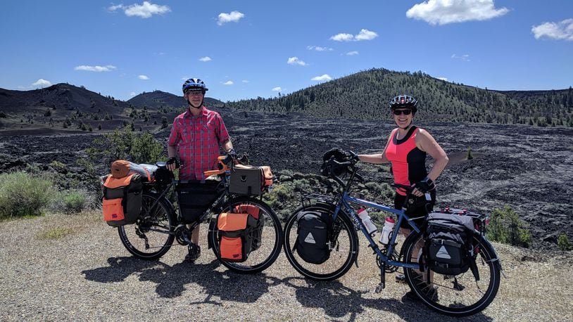 Hank (left) and Kathy Greer outside of Craters of the Moon National Monument. (Courtesy of Hank Greer)