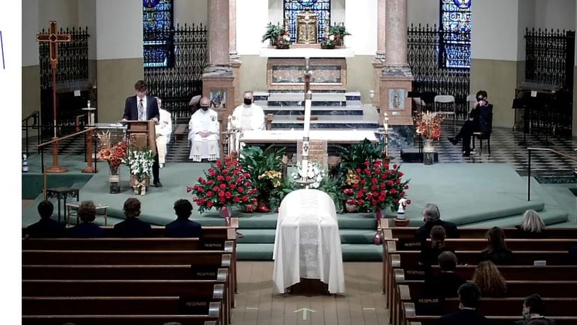 University of Dayton freshman Michael Lang's funeral Mass is being held at the St. Francis Xavier Church, LaGrange. Illinois.