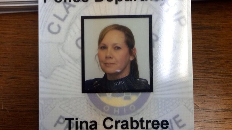 Tina Silvers Clay Twp. police work ID, when she was known as Tina Crabtree.
