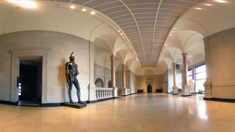 Chief Massasoit watches over the Great Hall at the Dayton Art Institute.  TY GREENLEES / STAFF