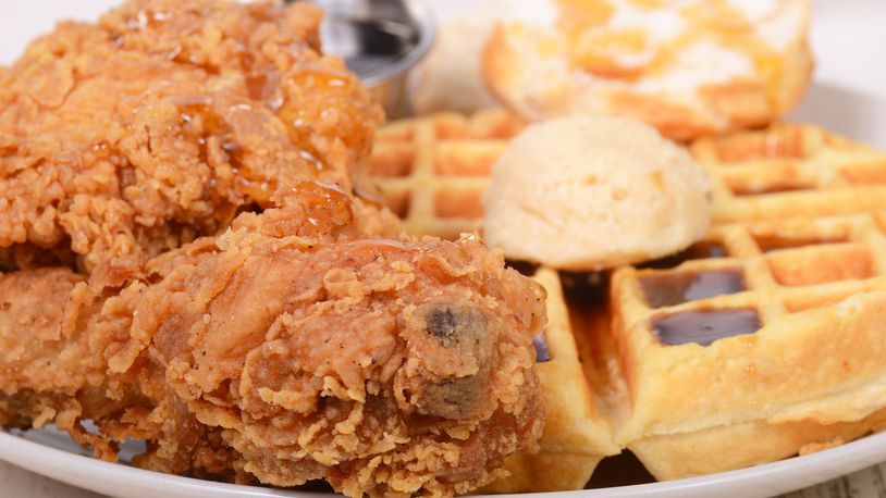Chicken and Waffles similar to the dish pictured will be served at The Sundress & Mimosa Day Party planned for Third Perk Coffeehouse and Wine Bar Saturday, July 6.