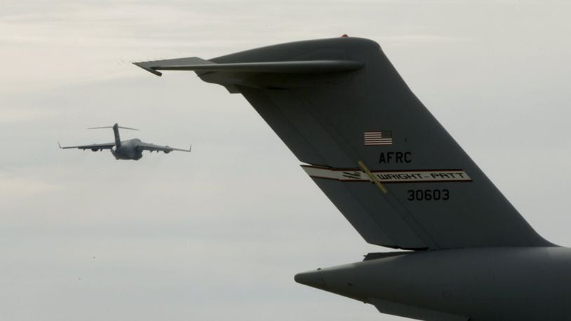 A C-17 takes off from Wright-Patterson Air Force Base. LISA POWELL / STAFF FILE PHOTO