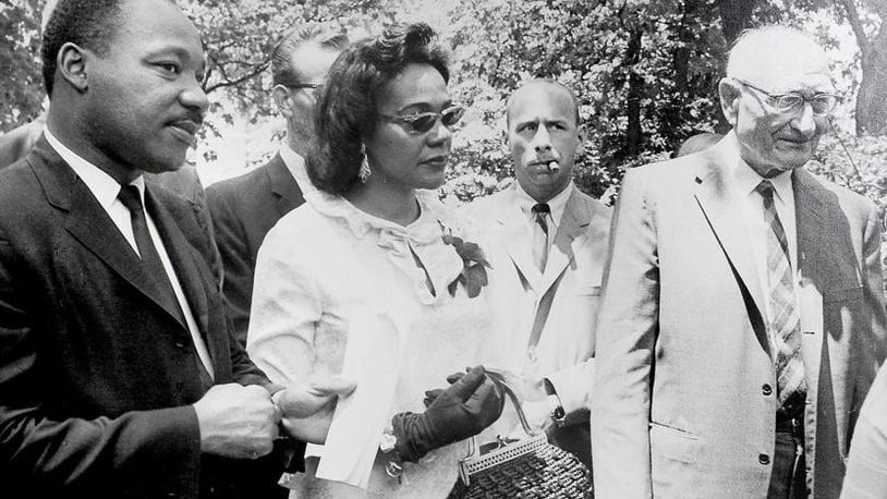 Michael Luther King, Jr. with his wife Coretta Scott King at Antioch College in Yellow Springs in 1965. DAYTON DAILY NEWS ARCHIVE