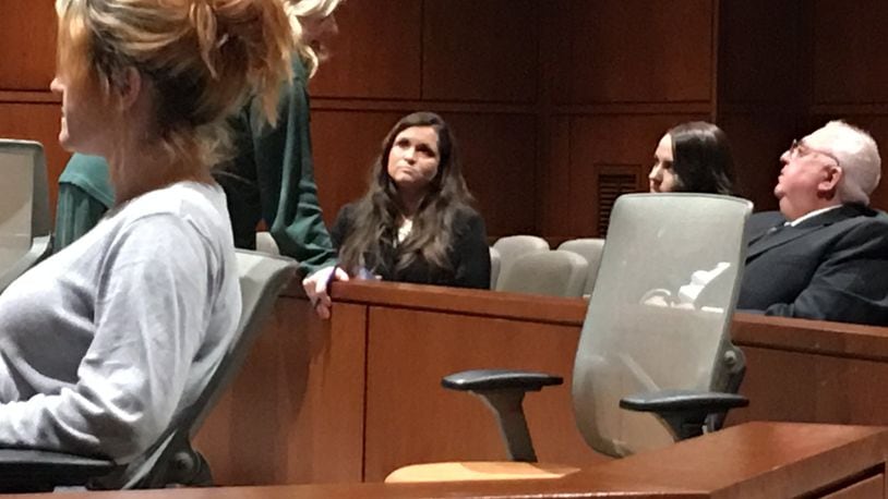 Amanda Palmgren, at right, listened during the latest hearing for Mercedes Robb, accused of murdering her fiancee, Jason Robb. Staff photo by Lawrence Budd
