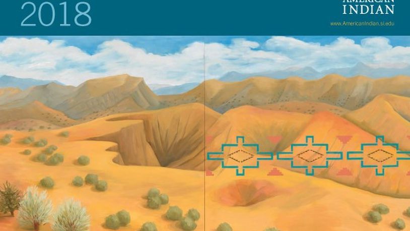 “New Mexico Desert” by Kay WalkingStick has been chosen as the cover of the 2018 calendar of the National Museum of the American Indian. The painting was one of those featured at the Dayton Art Institute’s recent exhibit on WalkingStick’s work. Submitted photo.