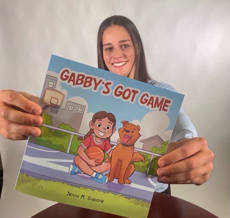 University of Dayton women's basketball player Jenna Giacone and the children's book she wrote, 