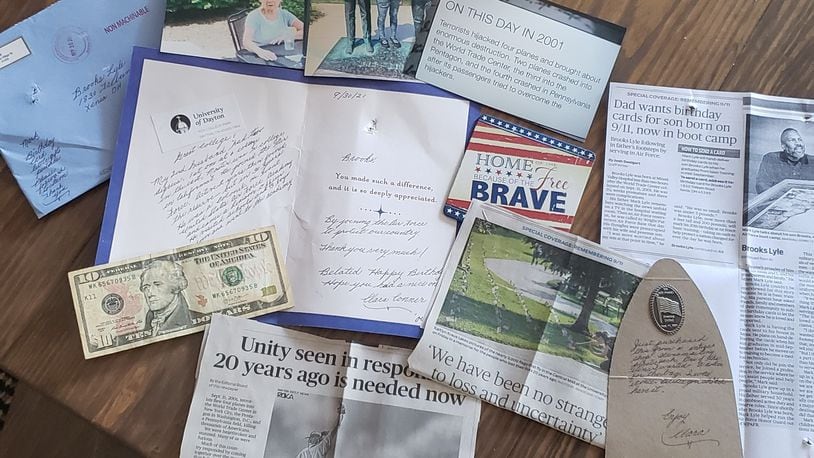 Cards, letters and packages sent to Brooks Lyle of Xenia, who marked his 20th birthday on Sept. 11, 2021 at Air Force basic training. Lyle's father asked for people to send cards in a Dayton Daily News article.