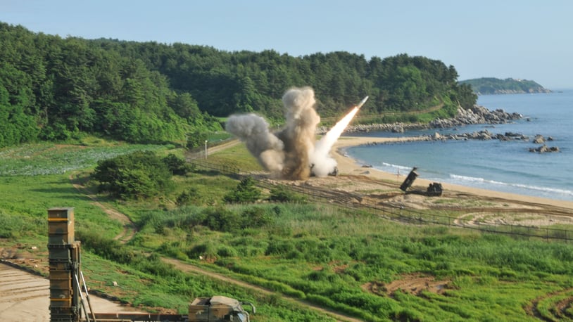 In this photo provided by Eighth U.S. Army, a U.S. MGM-140 Army Tactical Missile is fired into the east sea during the combined military exercise against North Korea at an undisclosed location in South Korea, Wednesday, July 5, 2017. North Korea delighted in the international furor created by its first launch of an intercontinental ballistic missile, vowing Wednesday to never give up its missiles or nuclear weapons and to keep sending Washington more "gift packages" of weapons tests. U.S. and South Korean forces, in response, engineered what was meant as a show of force for Pyongyang, with soldiers from the allied nations firing "deep strike" precision missiles into South Korean territorial waters. The missile firings Tuesday demonstrated U.S.-South Korean solidarity, the U.S. Eighth Army said in a statement. (Eighth U.S. Army via AP)